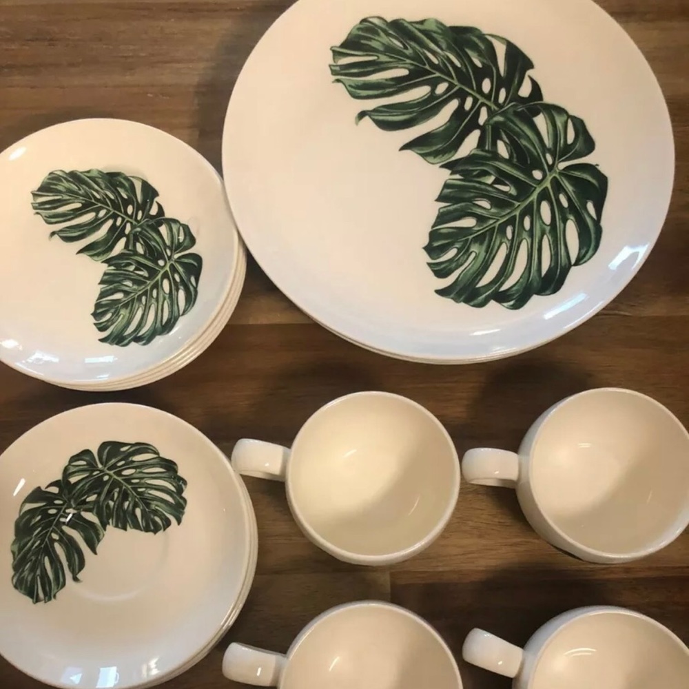 Santa Anita Ware Flowers of Hawaii Dishes *RARE* Monstera Pattern OBO